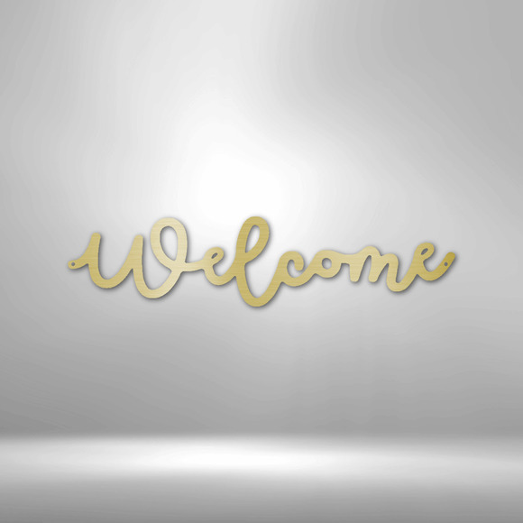 Welcome Script Steel Sign Laser Cut Powder Coated Home & Office Metal Wall Decor